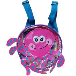 See-Through Pink and Blue Spotted Octopus Backpack Purse, Clear Bag